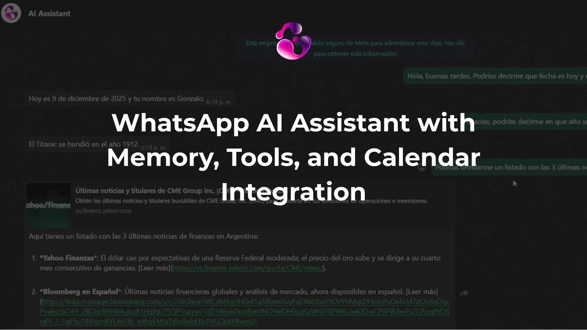 WhatsApp AI Assistant with Memory, Tools, and Calendar Integration